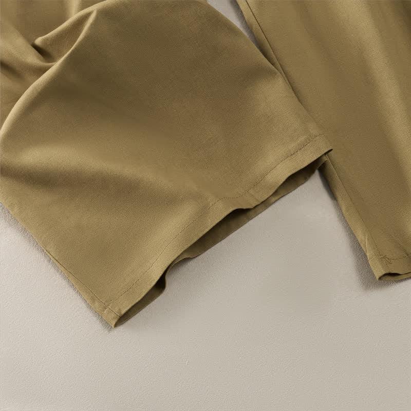 Buddha Stones Pantalon court uni à volants, taille élastique et cordon de serrage, coupe décontractée printemps-été, jambes droites et poches pour femme - image 8