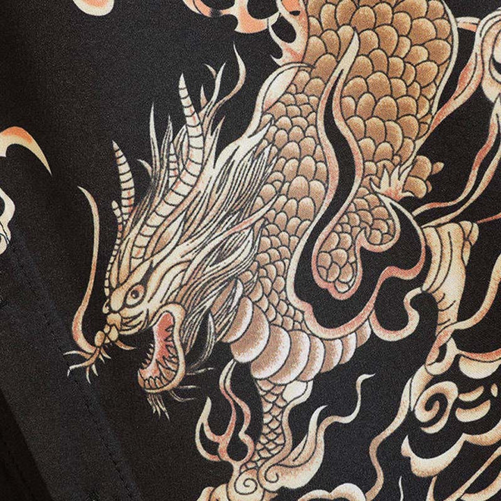 Buddha Stones Chemises à manches courtes pour hommes à boutons avec motif dragon d'été - image 8