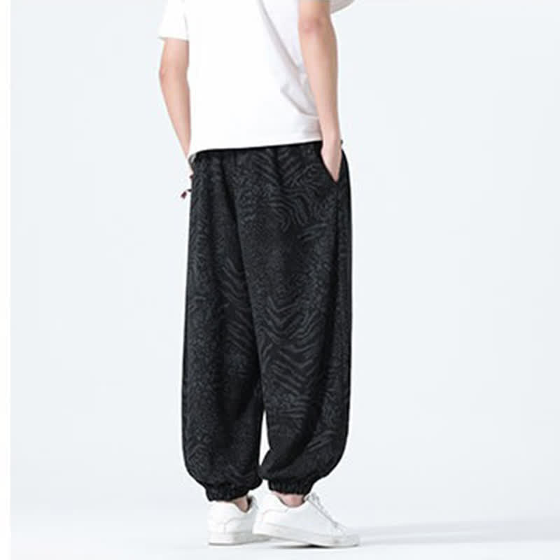 Buddha Stones Pantalon sarouel homme printemps-été bohème décontracté à cordon de serrage et imprimé léopard, avec poches - image 11
