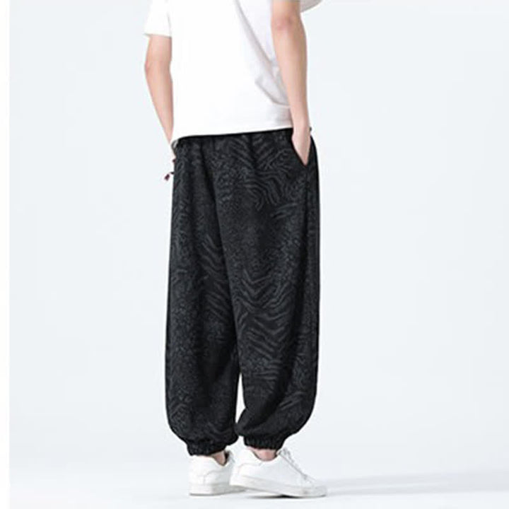 Buddha Stones Pantalon sarouel homme printemps-été bohème décontracté à cordon de serrage et imprimé léopard, avec poches - image 11