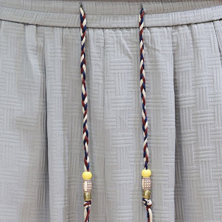 Buddha Stones Pantalon harem d'été décontracté pour homme, à cordon de serrage, en tissu tissé à motif rotin, avec poches. - image 33