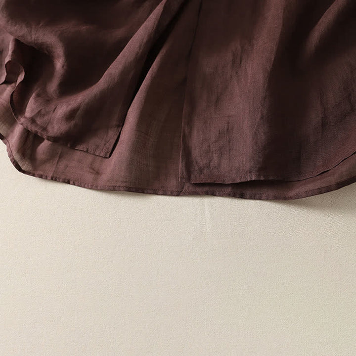 Buddha Stones Robe midi d'été vintage boutonnée, unie, à manches courtes et poches pour femme - image 10