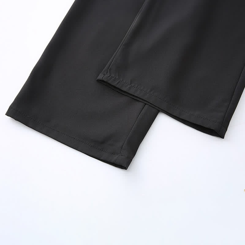 Buddha Stones Ensemble 2 pièces style Tang été décontracté : chemise à manches courtes et pantalon à jambes droites, motif paysage de montagne peint à l'encre, tenue de méditation pour homme avec poches. - image 11