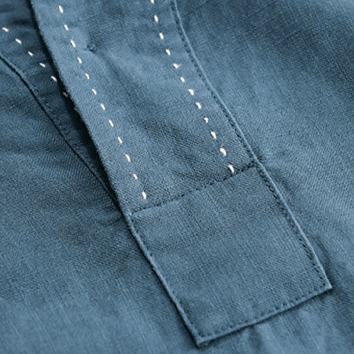 Buddha Stones T-shirts d'été décontractés pour hommes, col en V, manches courtes, unis - image 7
