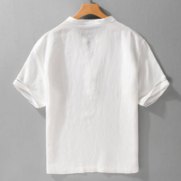 Buddha Stones T-shirts d'été décontractés pour hommes, col en V, manches courtes, unis - image 14