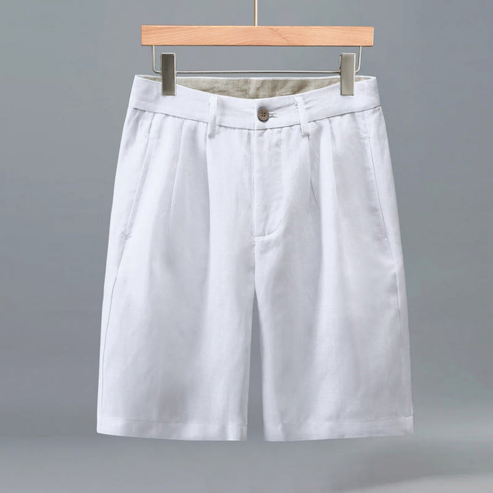 Buddha Stones Short d'été décontracté pour homme, à boutons et fermeture éclair, uni, à plis sur le devant et poches. - Blanc - US/UK/AU46，EU56 (3XL) - image 9