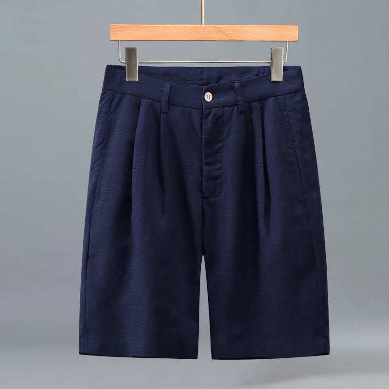 Buddha Stones Short d'été décontracté pour homme, à boutons et fermeture éclair, uni, à plis sur le devant et poches. - Bleu nuit - US/UK/AU46，EU56 (3XL) - image 8