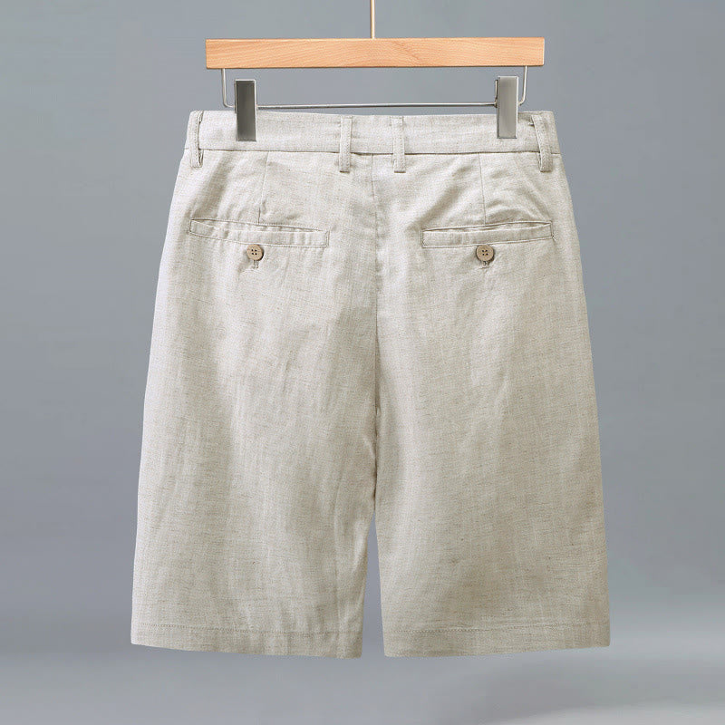 Buddha Stones Short d'été décontracté pour homme, à boutons et fermeture éclair, uni, à plis sur le devant et poches. - image 1