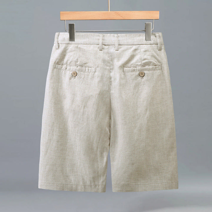 Buddha Stones Short d'été décontracté pour homme, à boutons et fermeture éclair, uni, à plis sur le devant et poches. - image 1