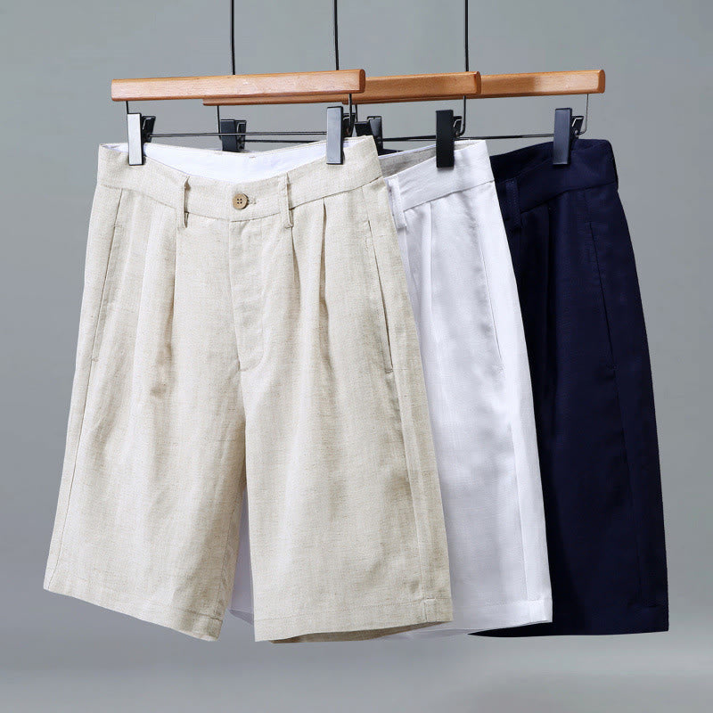 Buddha Stones Short d'été décontracté pour homme, à boutons et fermeture éclair, uni, à plis sur le devant et poches. - image 10