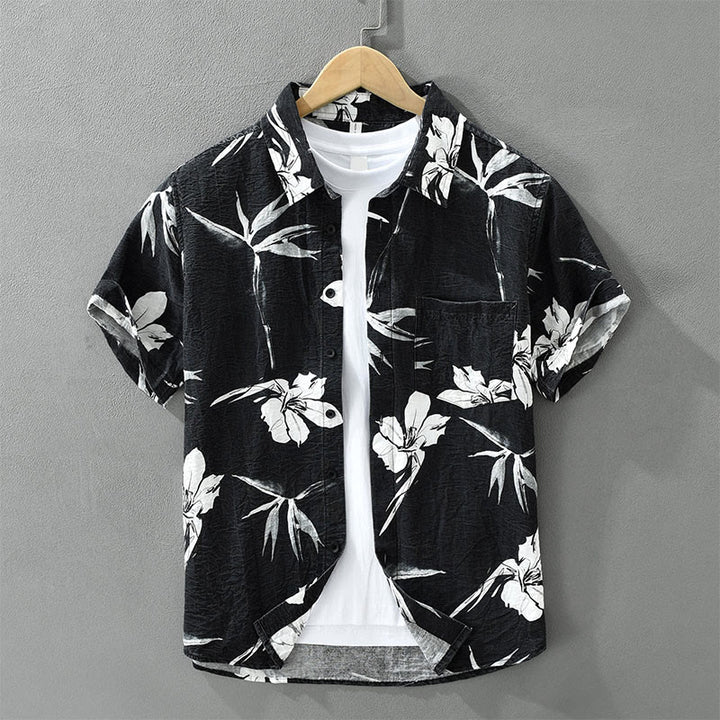 Buddha Stones Chemises d'été décontractées à boutons pour hommes, à motifs floraux et poches plaquées - Noir - US/UK/AU42，EU52 (3XL) - image 12