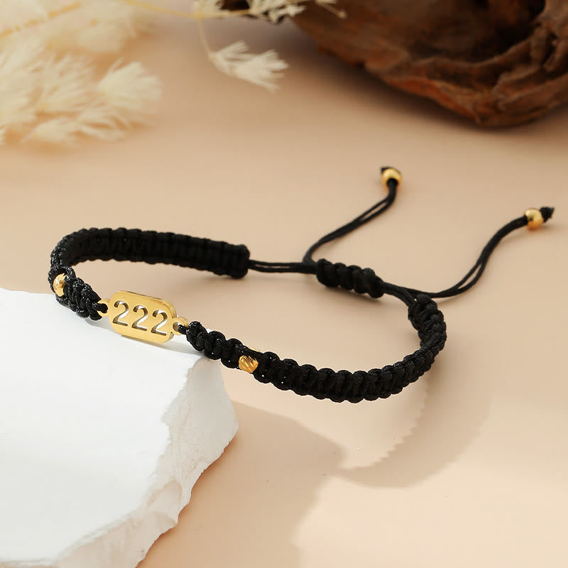 Buddha Stones Bracelet de connexion en cordon tressé rouge et noir avec chiffres angéliques - 222 corde noire - image 6