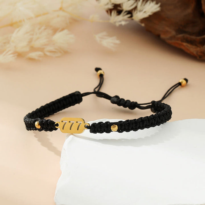 Buddha Stones Bracelet de connexion en cordon tressé rouge et noir avec chiffres angéliques - 777 corde noire - image 32