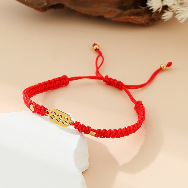Buddha Stones Bracelet de connexion en cordon tressé rouge et noir avec chiffres angéliques - 333 ficelle rouge - image 8