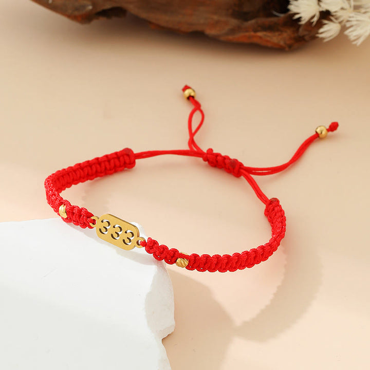 Buddha Stones Bracelet de connexion en cordon tressé rouge et noir avec chiffres angéliques - 333 ficelle rouge - image 8