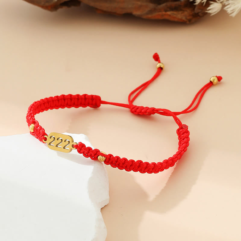 Buddha Stones Bracelet de connexion en cordon tressé rouge et noir avec chiffres angéliques - 222 ficelle rouge - image 5