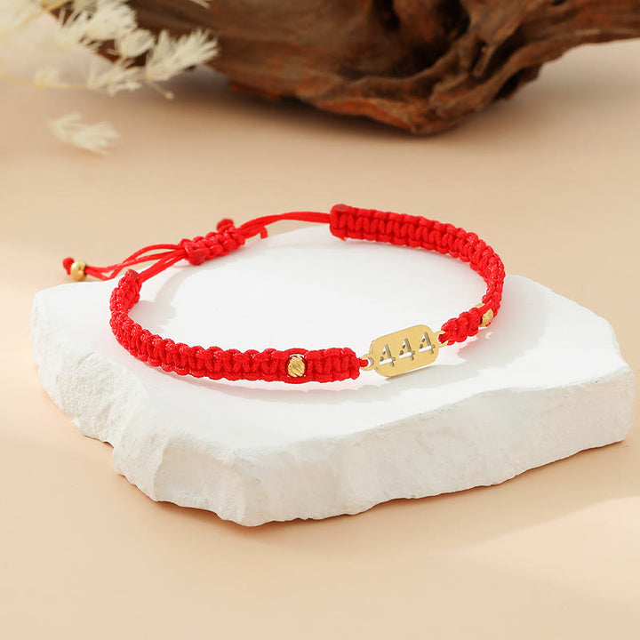 Buddha Stones Bracelet de connexion en cordon tressé rouge et noir avec chiffres angéliques - 444 cordes rouges - image 22