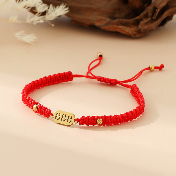 Buddha Stones Bracelet de connexion en cordon tressé rouge et noir avec chiffres angéliques - 888 ficelle rouge - image 34