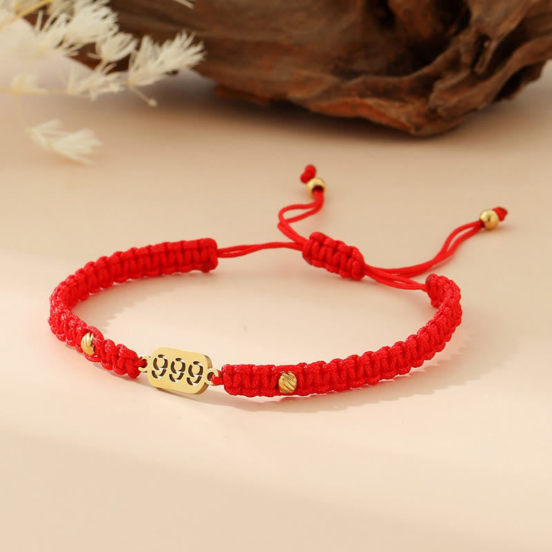 Buddha Stones Bracelet de connexion en cordon tressé rouge et noir avec chiffres angéliques - 999 ficelle rouge - image 38