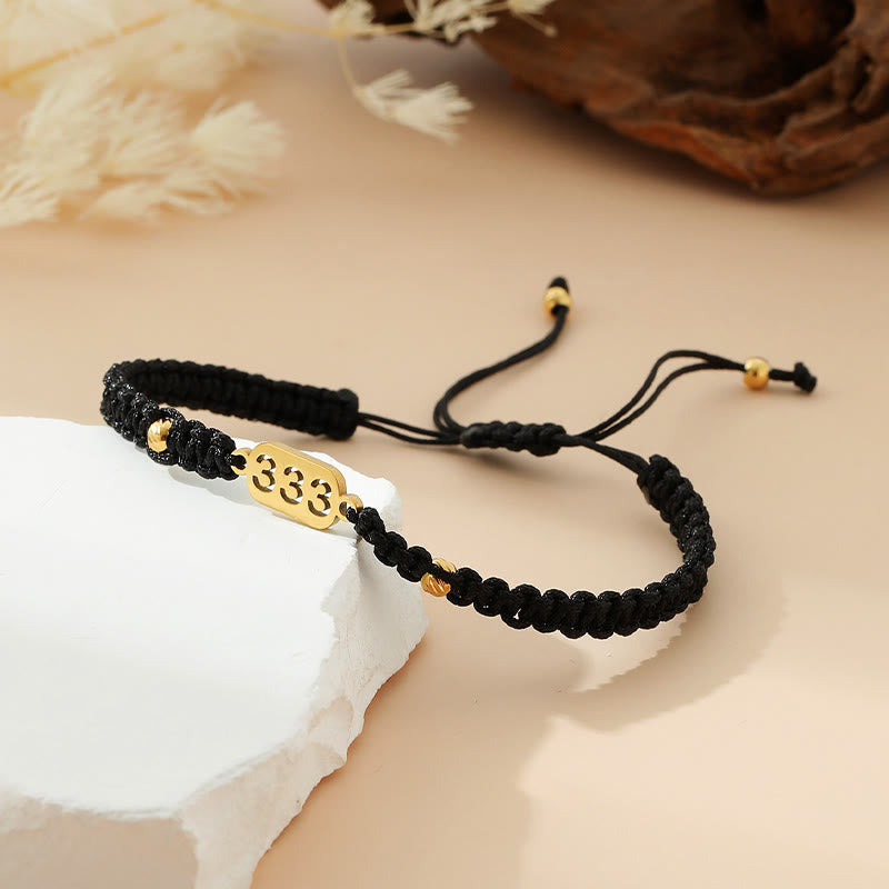 Buddha Stones Bracelet de connexion en cordon tressé rouge et noir avec chiffres angéliques - 333 corde noire - image 13