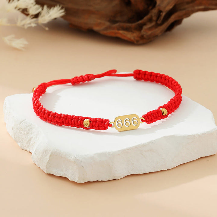 Buddha Stones Bracelet de connexion en cordon tressé rouge et noir avec chiffres angéliques - 666 ficelle rouge - image 28