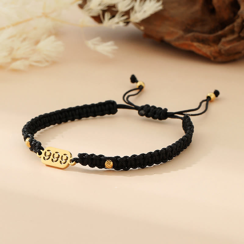 Buddha Stones Bracelet de connexion en cordon tressé rouge et noir avec chiffres angéliques - 999 cordes noires - image 39