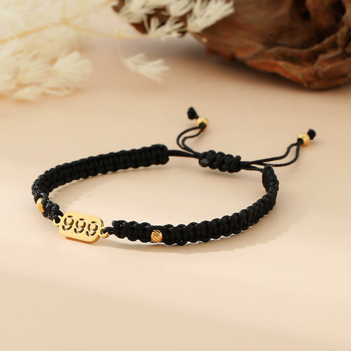 Buddha Stones Bracelet de connexion en cordon tressé rouge et noir avec chiffres angéliques - 999 cordes noires - image 39