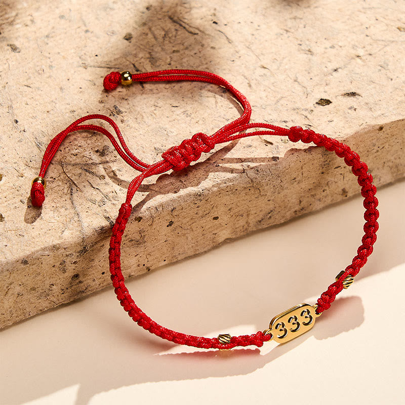 Buddha Stones Bracelet de connexion en cordon tressé rouge et noir avec chiffres angéliques - image 11