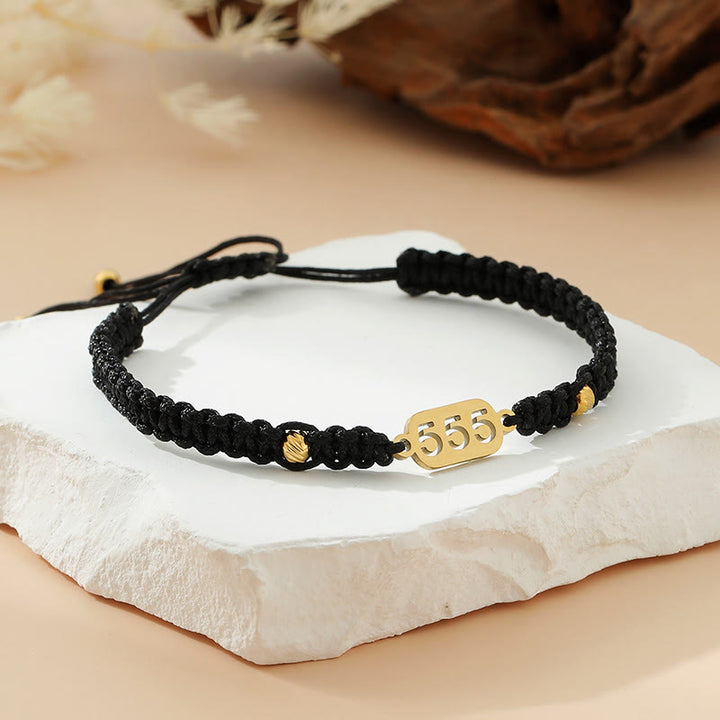 Buddha Stones Bracelet de connexion en cordon tressé rouge et noir avec chiffres angéliques - 555 corde noire - image 26