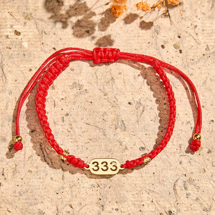 Buddha Stones Bracelet de connexion en cordon tressé rouge et noir avec chiffres angéliques - image 10
