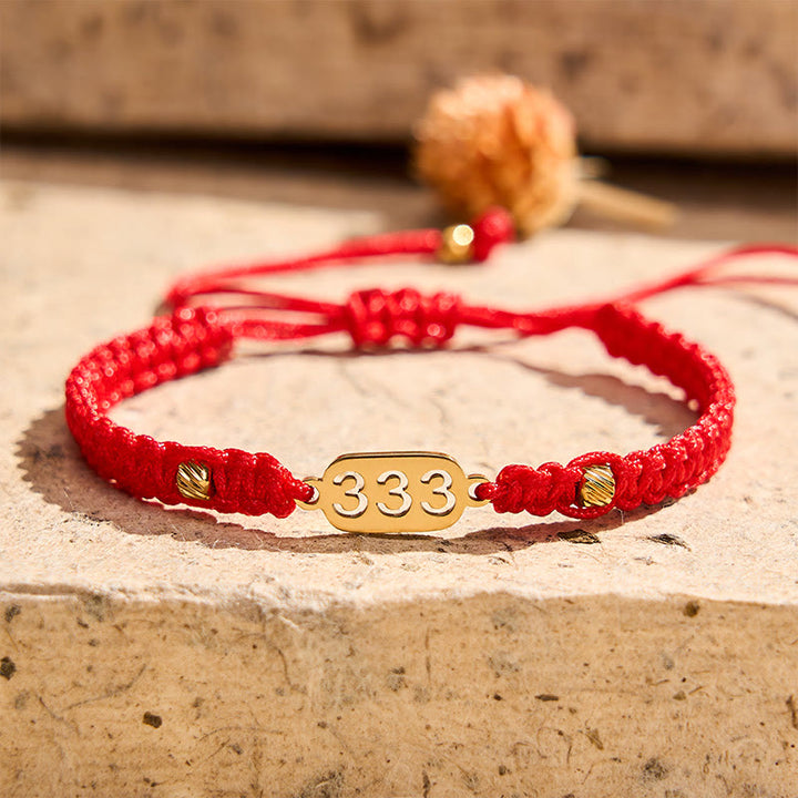 Buddha Stones Bracelet de connexion en cordon tressé rouge et noir avec chiffres angéliques - image 9