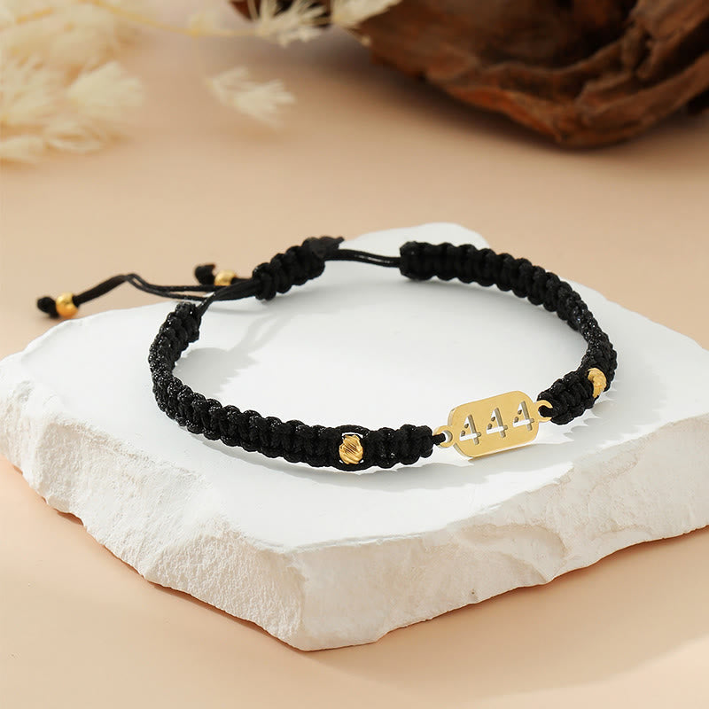 Buddha Stones Bracelet de connexion en cordon tressé rouge et noir avec chiffres angéliques - 444 corde noire - image 23