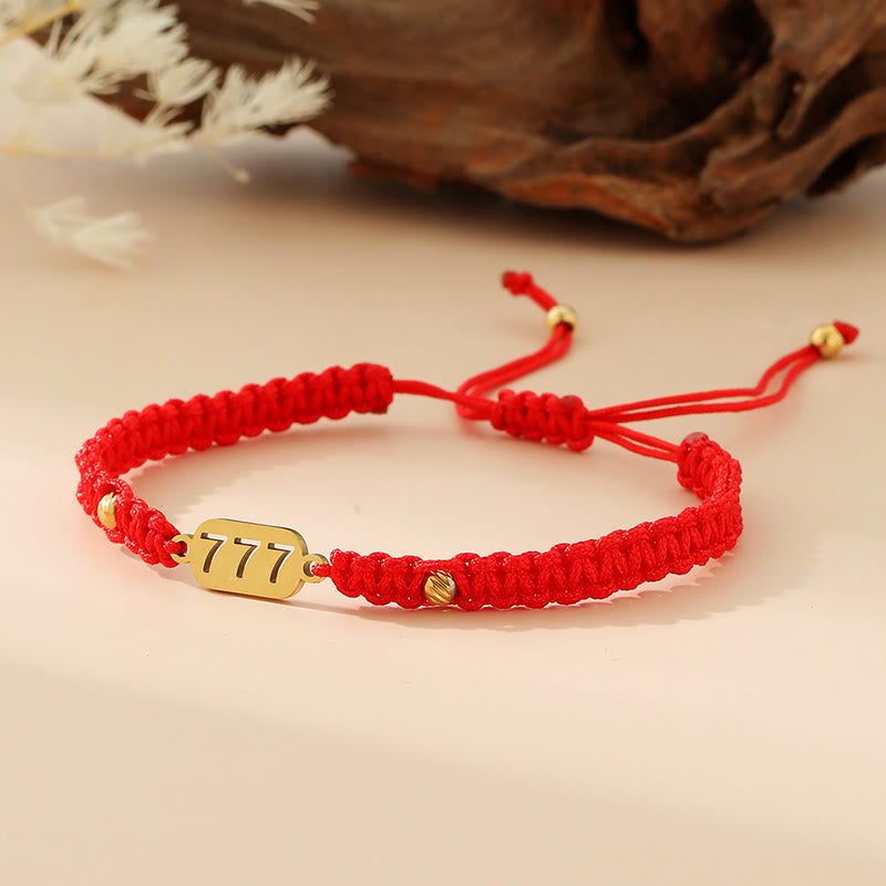 Buddha Stones Bracelet de connexion en cordon tressé rouge et noir avec chiffres angéliques - 777 ficelle rouge - image 31