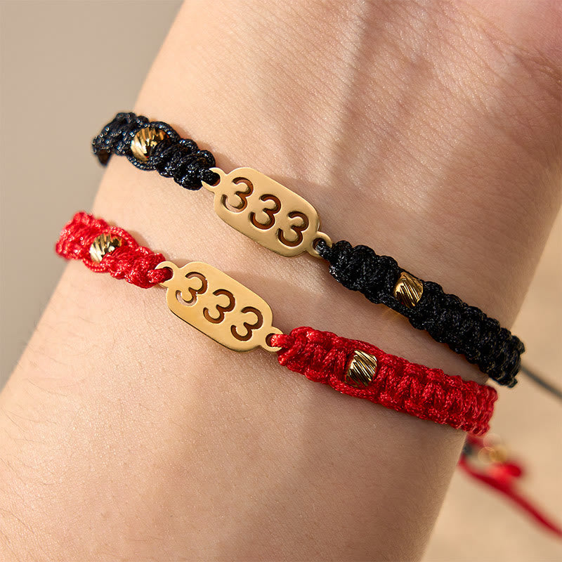 Buddha Stones Bracelet de connexion en cordon tressé rouge et noir avec chiffres angéliques - image 20