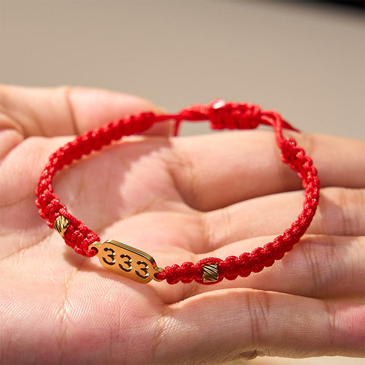 Buddha Stones Bracelet de connexion en cordon tressé rouge et noir avec chiffres angéliques - image 12