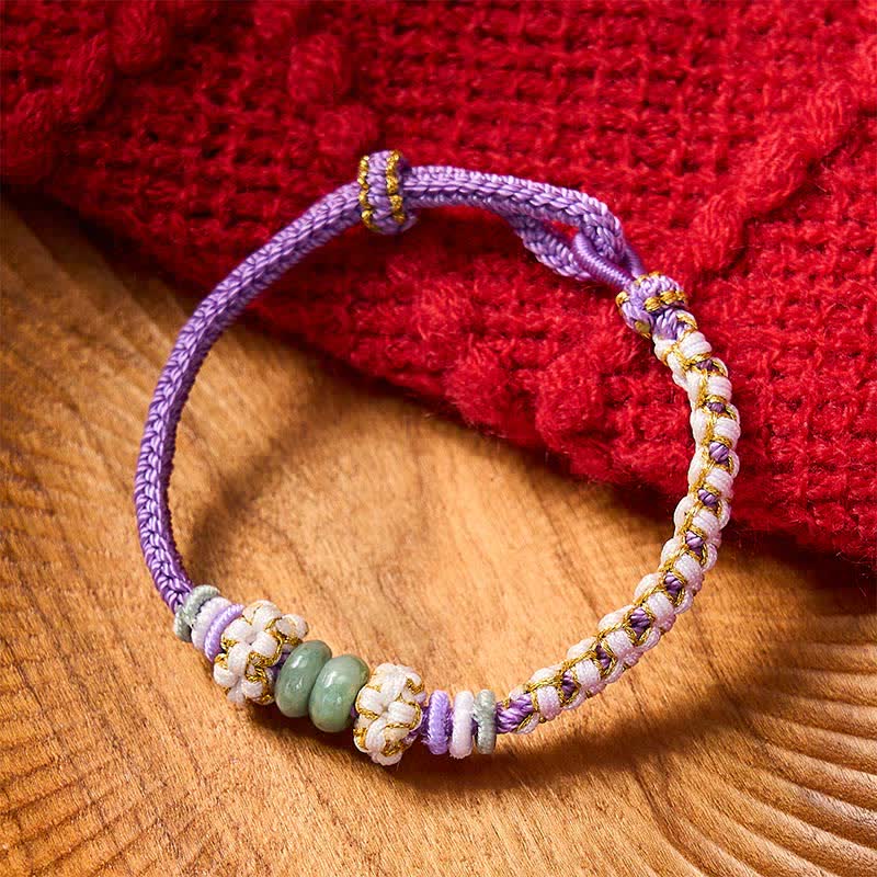 Buddha Stones Bracelet ajustable en jade tressé à la main, orné de fleurs de pêcher et de nœuds chinois, porte-bonheur. - image 23