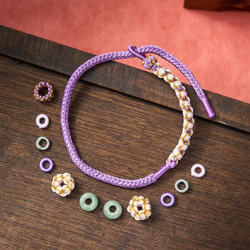 Buddha Stones Bracelet ajustable en jade tressé à la main, orné de fleurs de pêcher et de nœuds chinois, porte-bonheur. - image 21