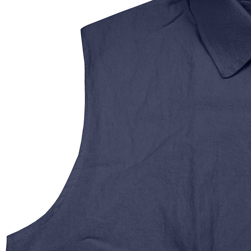 Buddha Stones Chemises sans manches unies à boutons pour hommes, style minimaliste et décontracté, idéales pour l'été - image 3