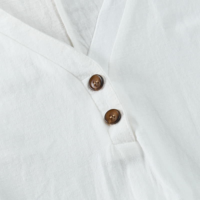 Buddha Stones Robes d'été minimalistes décontractées à manches courtes boutonnées pour femmes - image 4