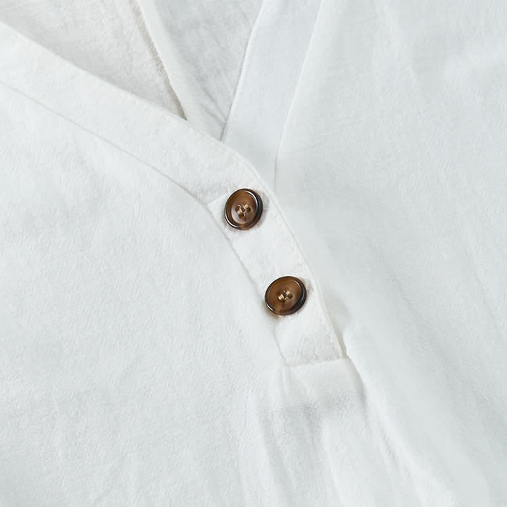 Buddha Stones Robes d'été minimalistes décontractées à manches courtes boutonnées pour femmes - image 4