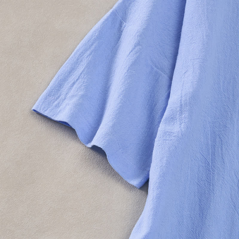 Buddha Stones Robes d'été minimalistes décontractées à manches courtes boutonnées pour femmes - image 19