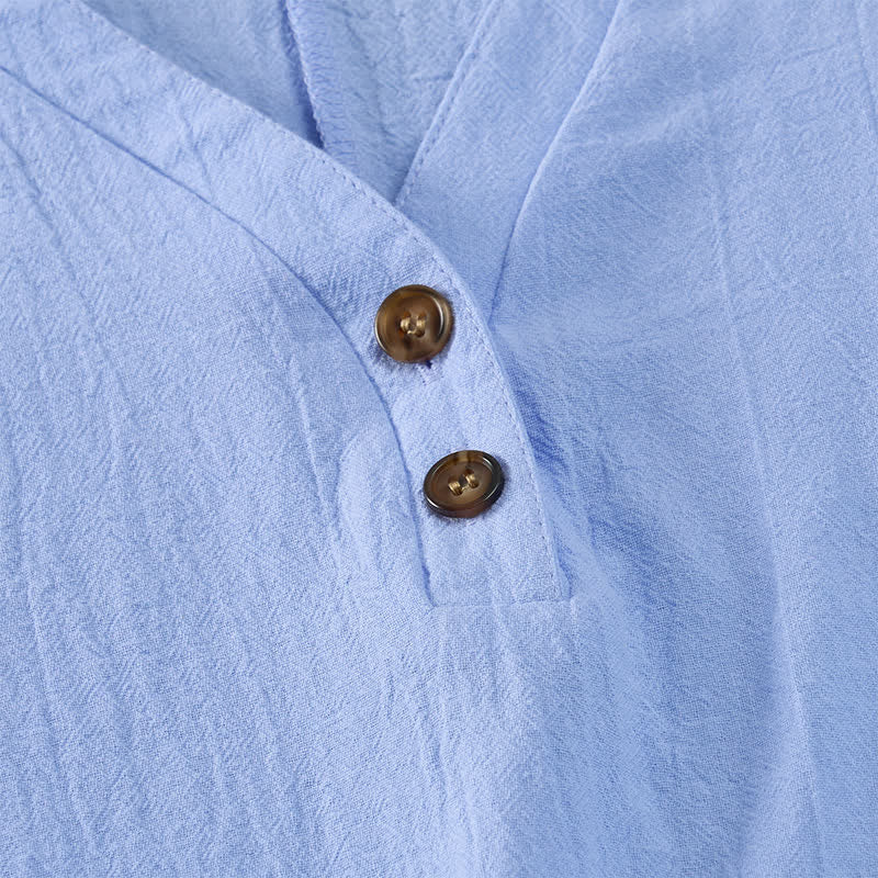 Buddha Stones Robes d'été minimalistes décontractées à manches courtes boutonnées pour femmes - image 18