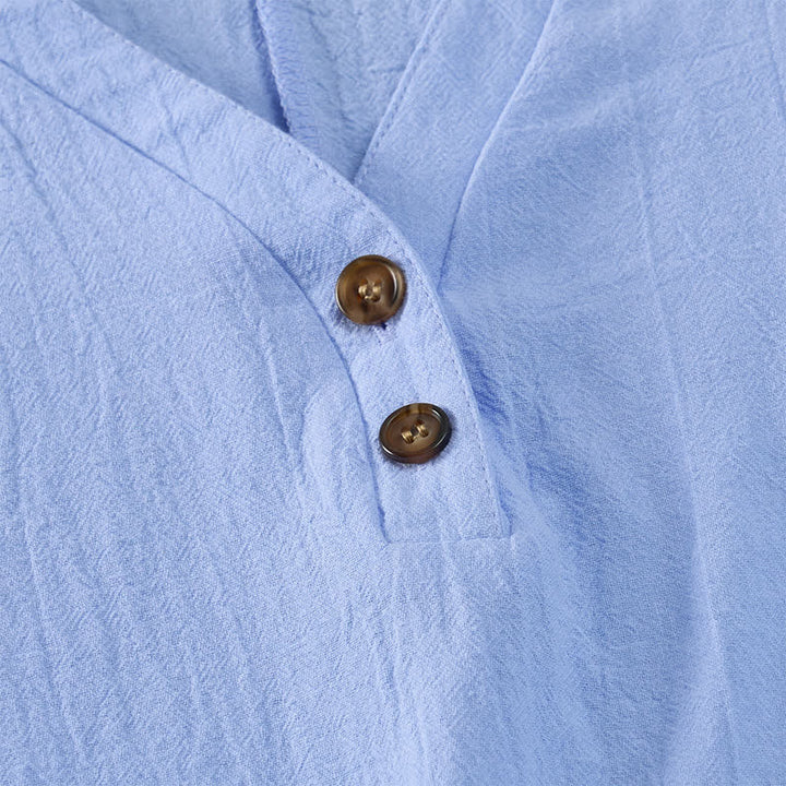 Buddha Stones Robes d'été minimalistes décontractées à manches courtes boutonnées pour femmes - image 18