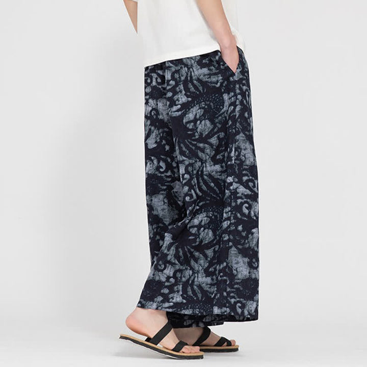 Buddha Stones Pantalon court bohème décontracté d'été à cordon de serrage et imprimé abstrait, coupe droite, avec poches - image 10