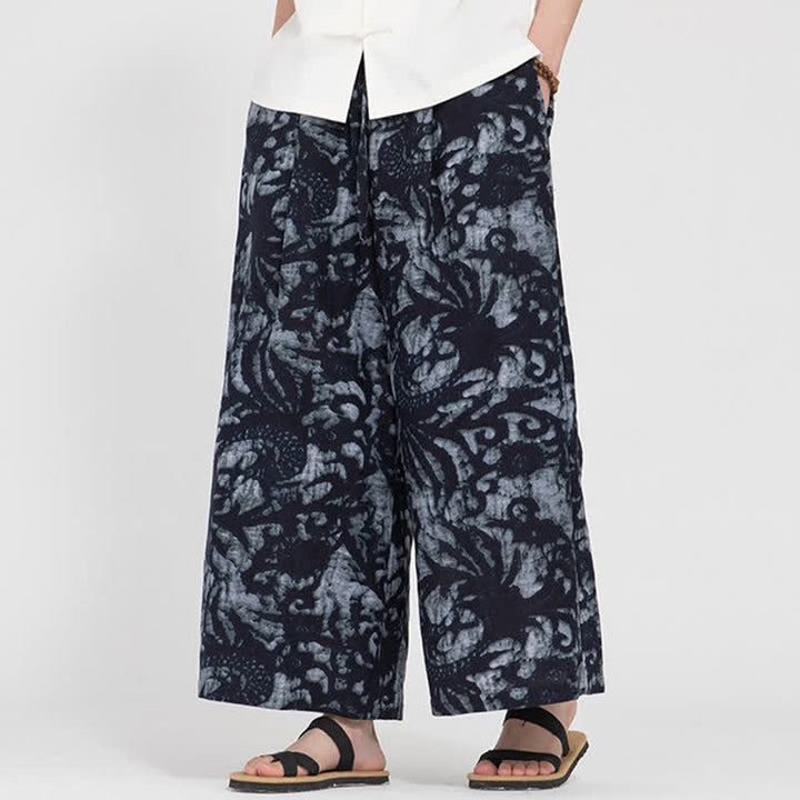 Buddha Stones Pantalon court bohème décontracté d'été à cordon de serrage et imprimé abstrait, coupe droite, avec poches - image 13