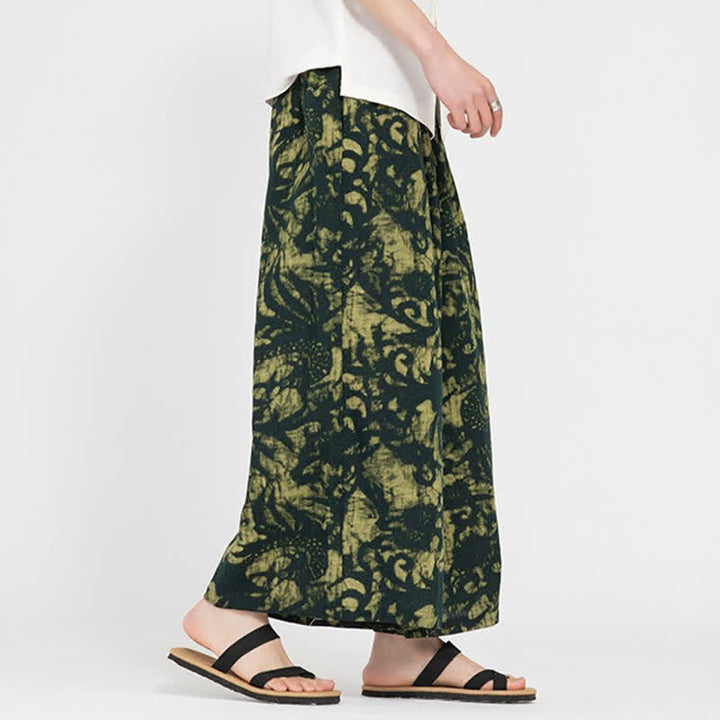 Buddha Stones Pantalon court bohème décontracté d'été à cordon de serrage et imprimé abstrait, coupe droite, avec poches - image 6