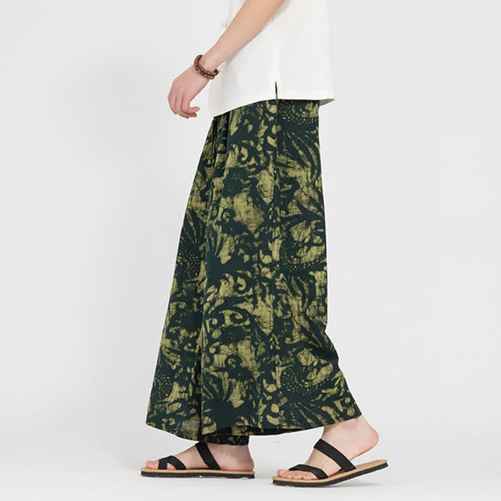 Buddha Stones Pantalon court bohème décontracté d'été à cordon de serrage et imprimé abstrait, coupe droite, avec poches - image 4
