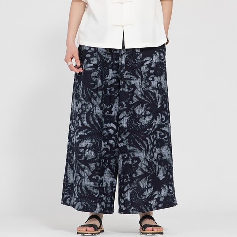 Buddha Stones Pantalon court bohème décontracté d'été à cordon de serrage et imprimé abstrait, coupe droite, avec poches - image 8