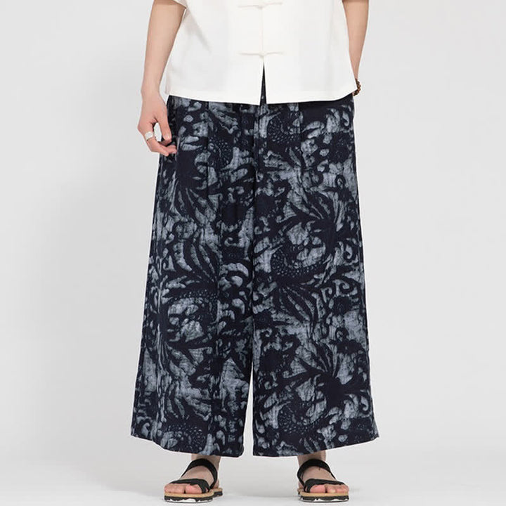 Buddha Stones Pantalon court bohème décontracté d'été à cordon de serrage et imprimé abstrait, coupe droite, avec poches - image 8