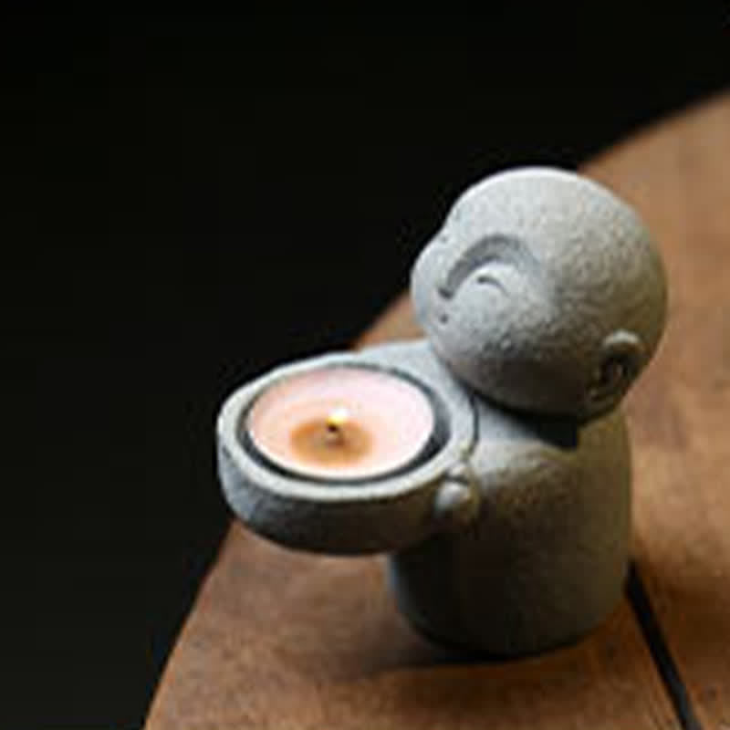 Buddha Stones Statuette de Bouddha Sérénité en résine, porte-bougie décoratif (bougie non incluse) - image 2